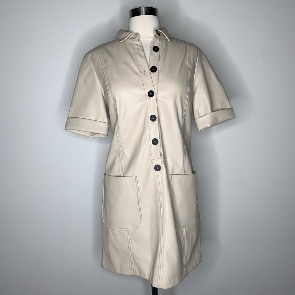 Zara + size M + tan + faux leather dress